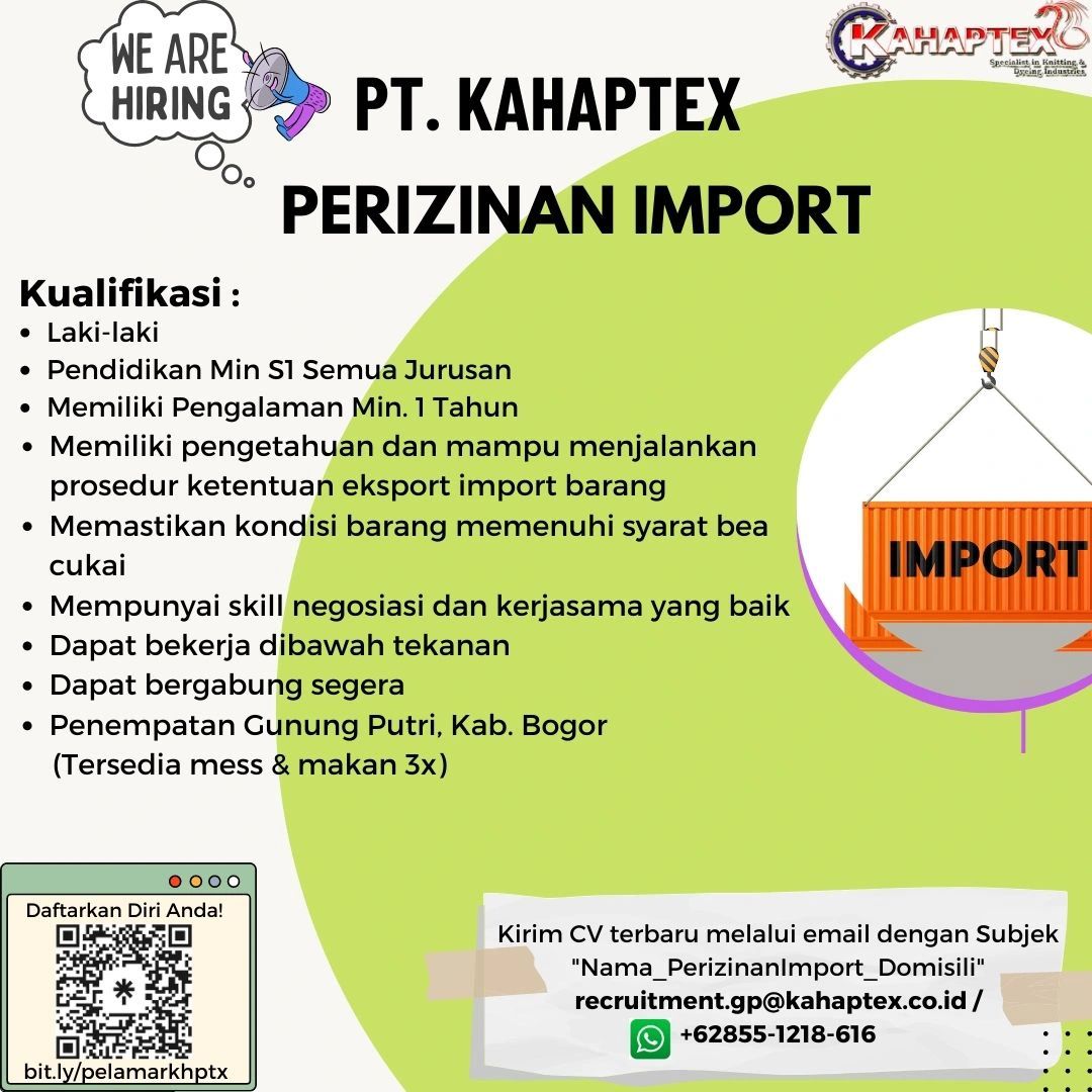 Lowongan Kerja PT Kahaptex Bogor